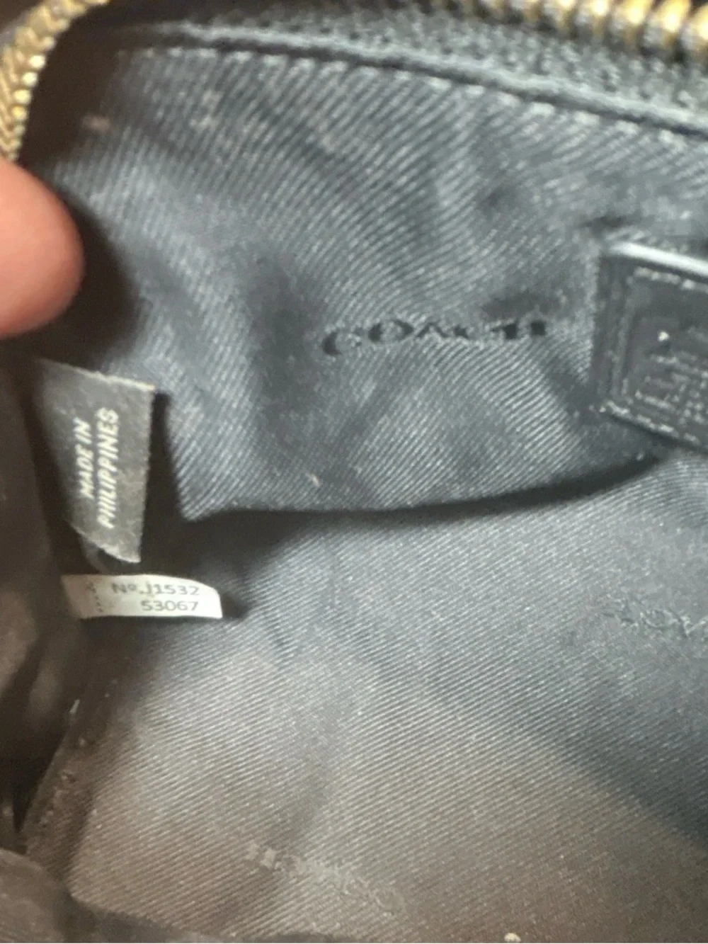 Coach Black Leather Zipper Cosmetic Pouch with Gold Hardware